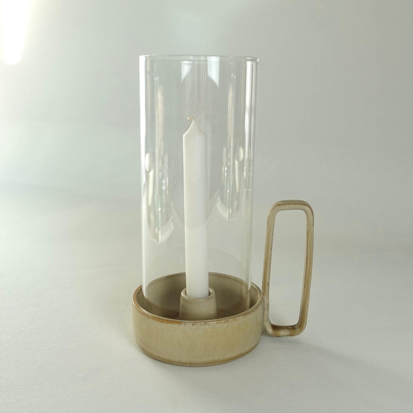 Bougeoir couleur caramel avec verre soufflé