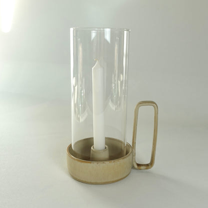 Bougeoir couleur caramel avec verre soufflé