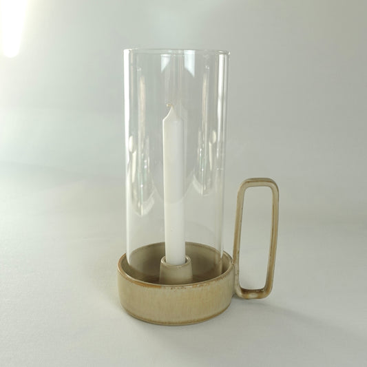 Bougeoir couleur caramel avec verre soufflé