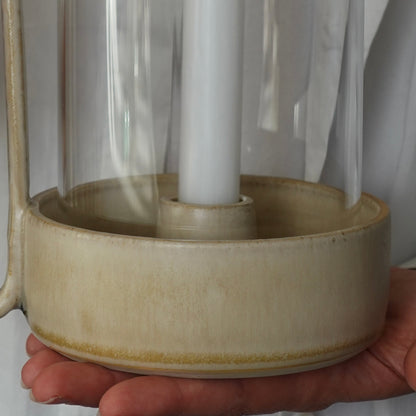 Bougeoir couleur caramel avec verre soufflé