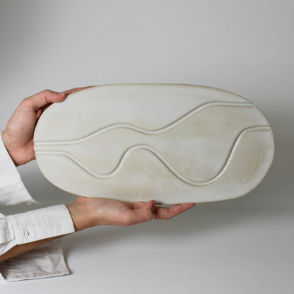 ESQUISSE, plat de présentation ovale blanc