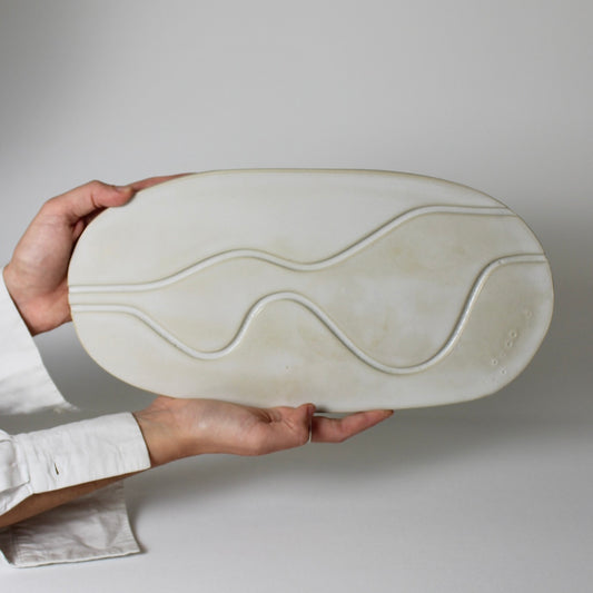 ESQUISSE, plat de présentation ovale blanc